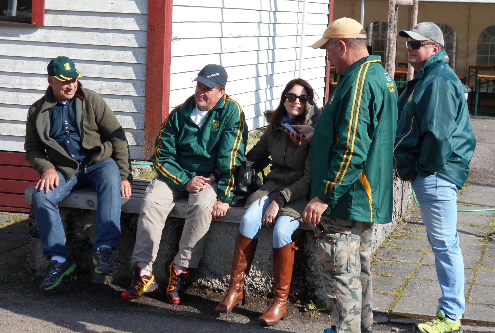 South African team members chatting between rounds at an international shoot