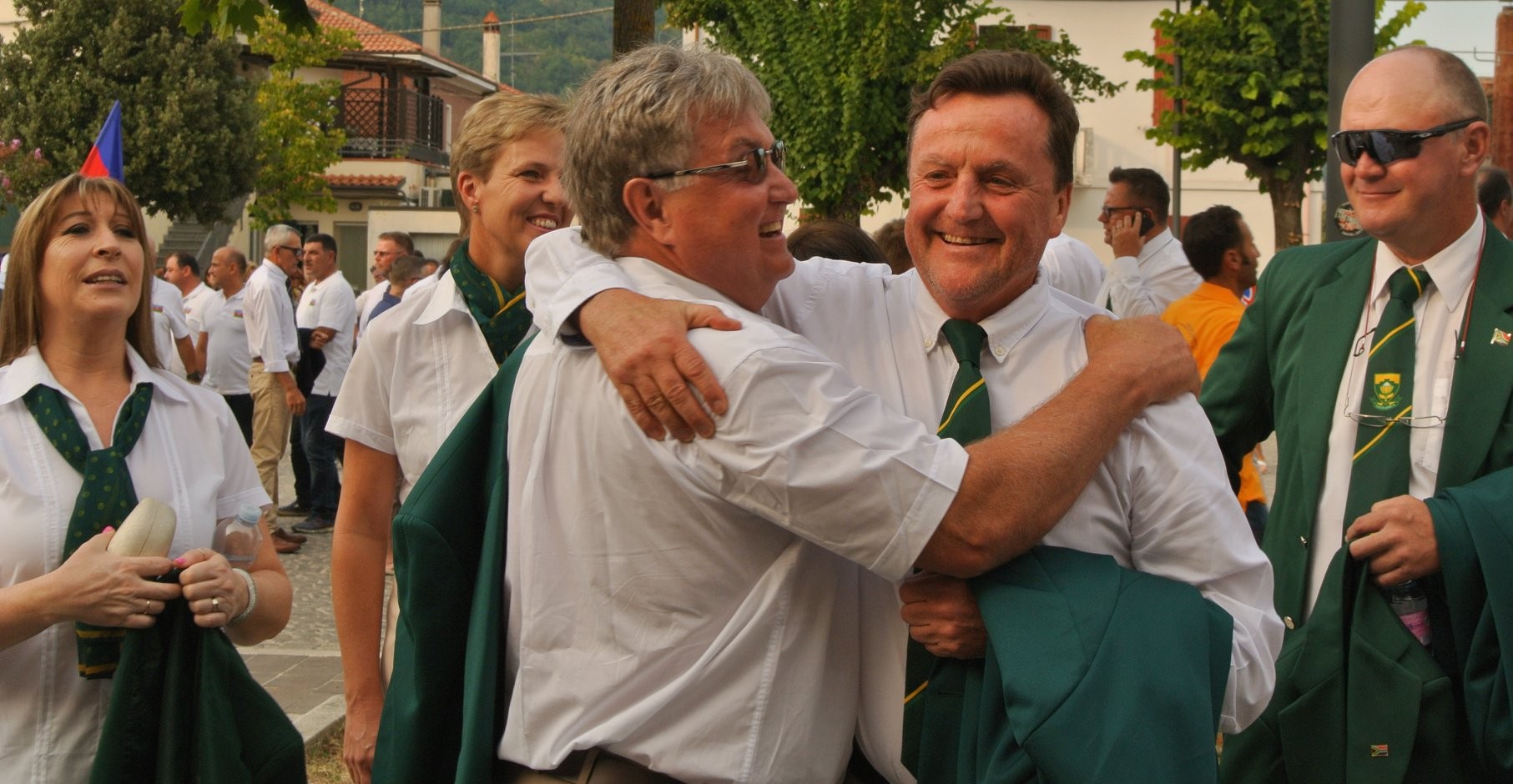 South African teammates celebrating together at an international shoot