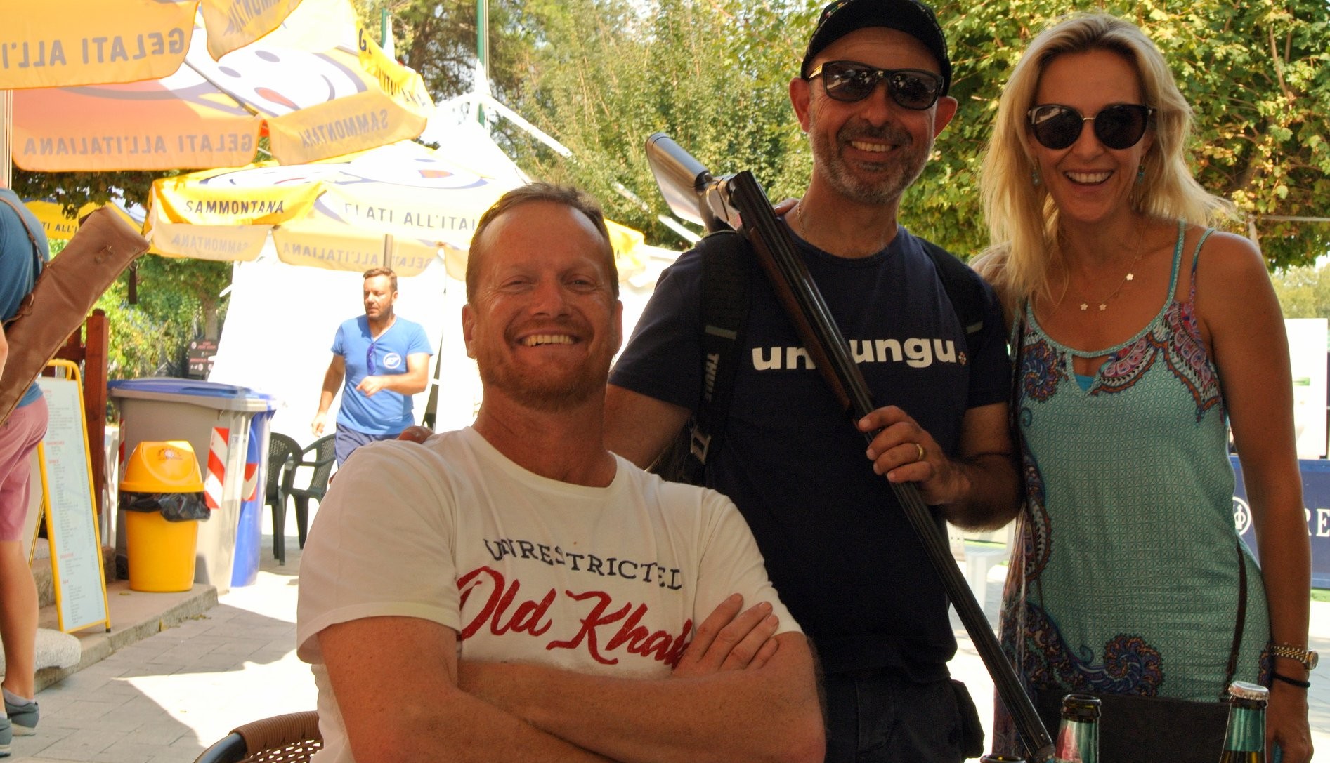 Shooters with a shotgun after a round at an international competition