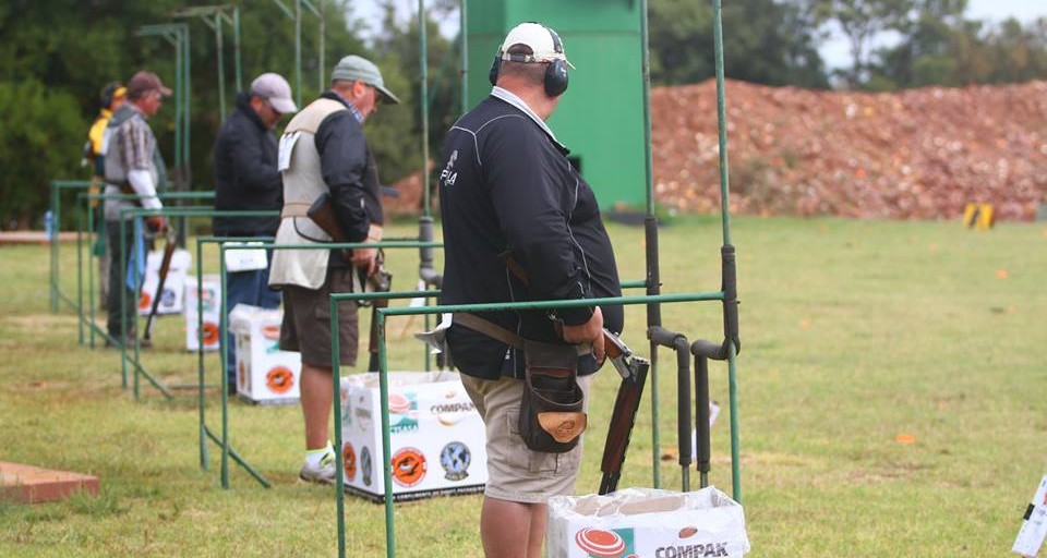 Competitors shooting a Compak layout at Sterkfontein Shooting Academy