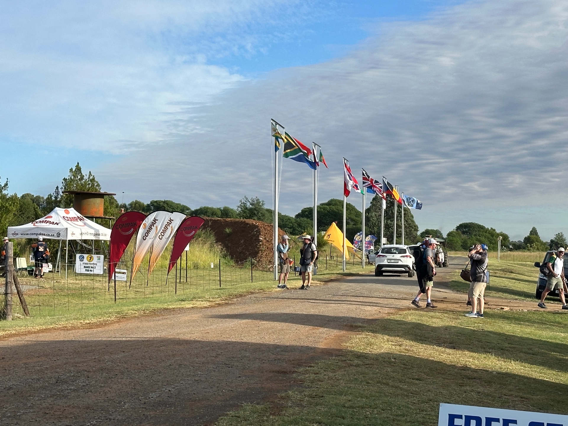 Compak SA event grounds with international flags