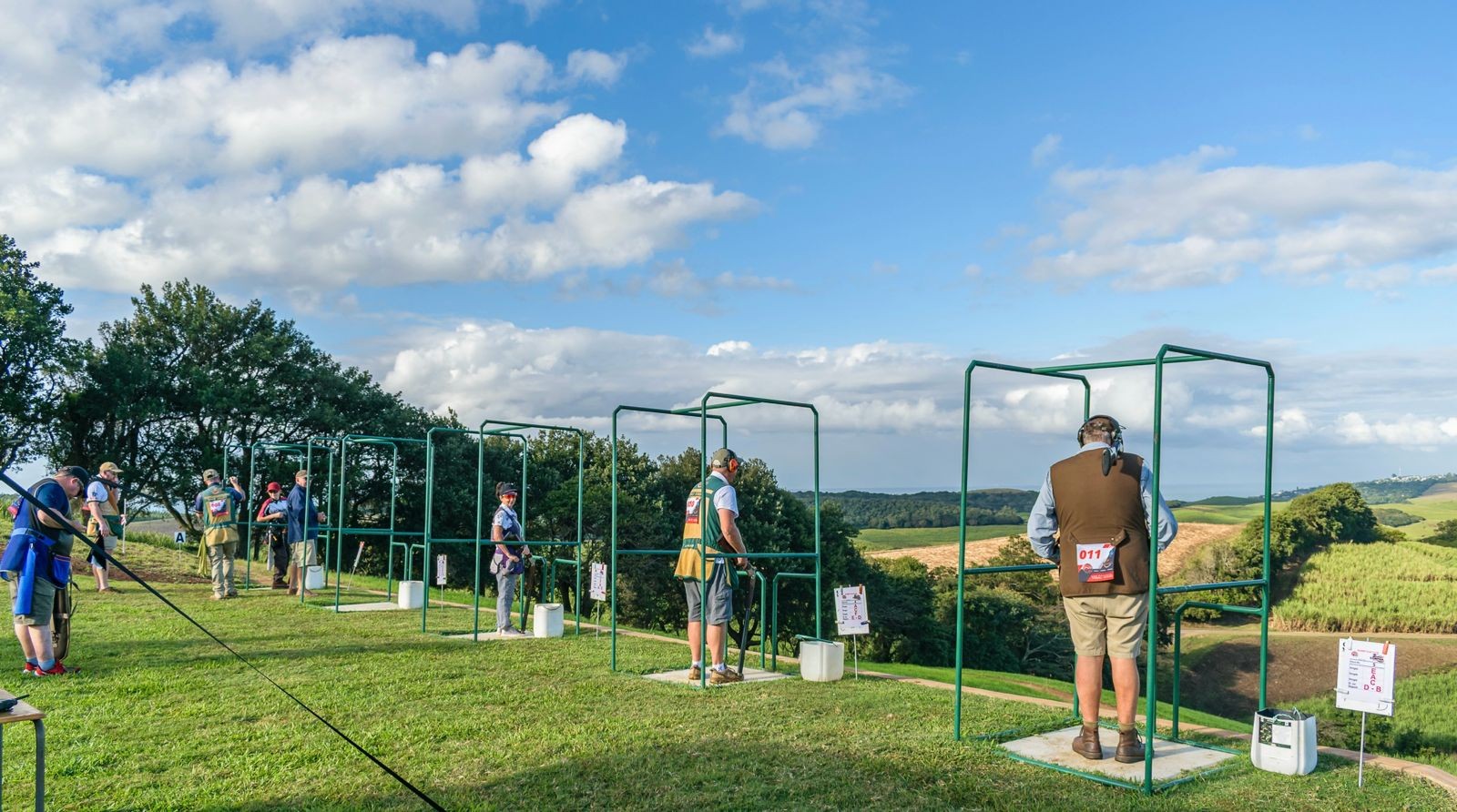 Compak Sporting shooters on the stands at a South African range