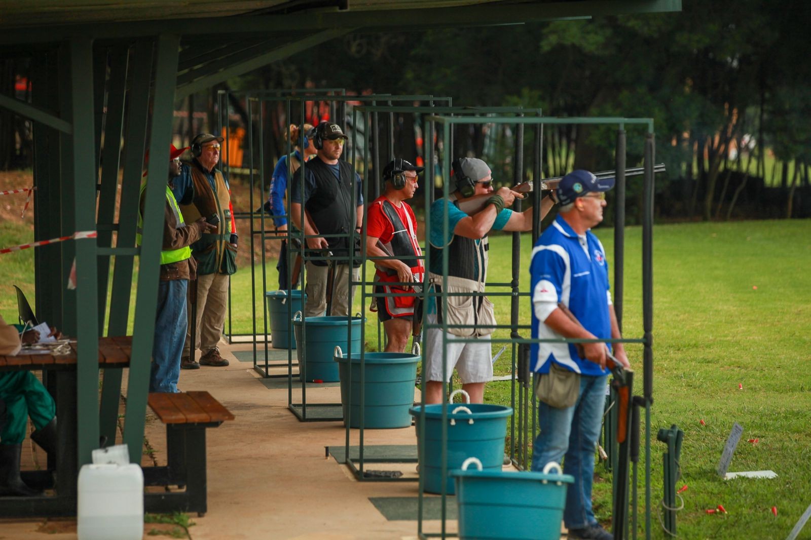Compak Sporting shooters on the stands at a South African range