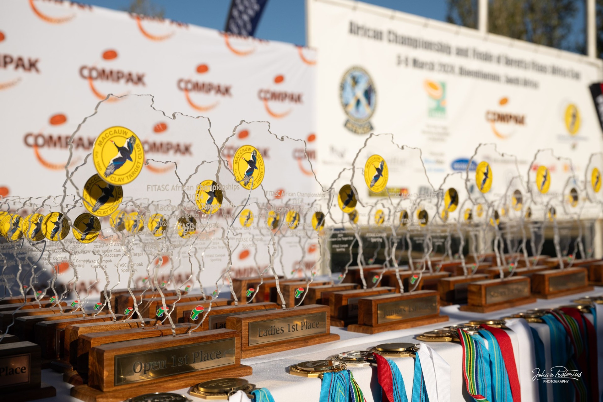 Trophies at a Compak SA sanctioned event