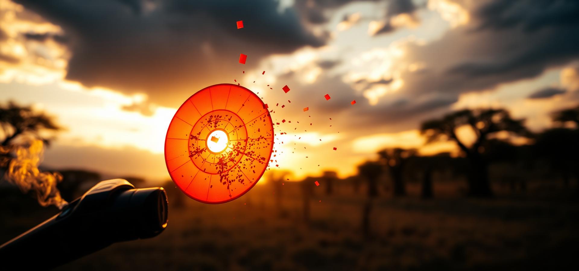 Notebook, vintage camera and shotgun shells on a wooden table at golden hour