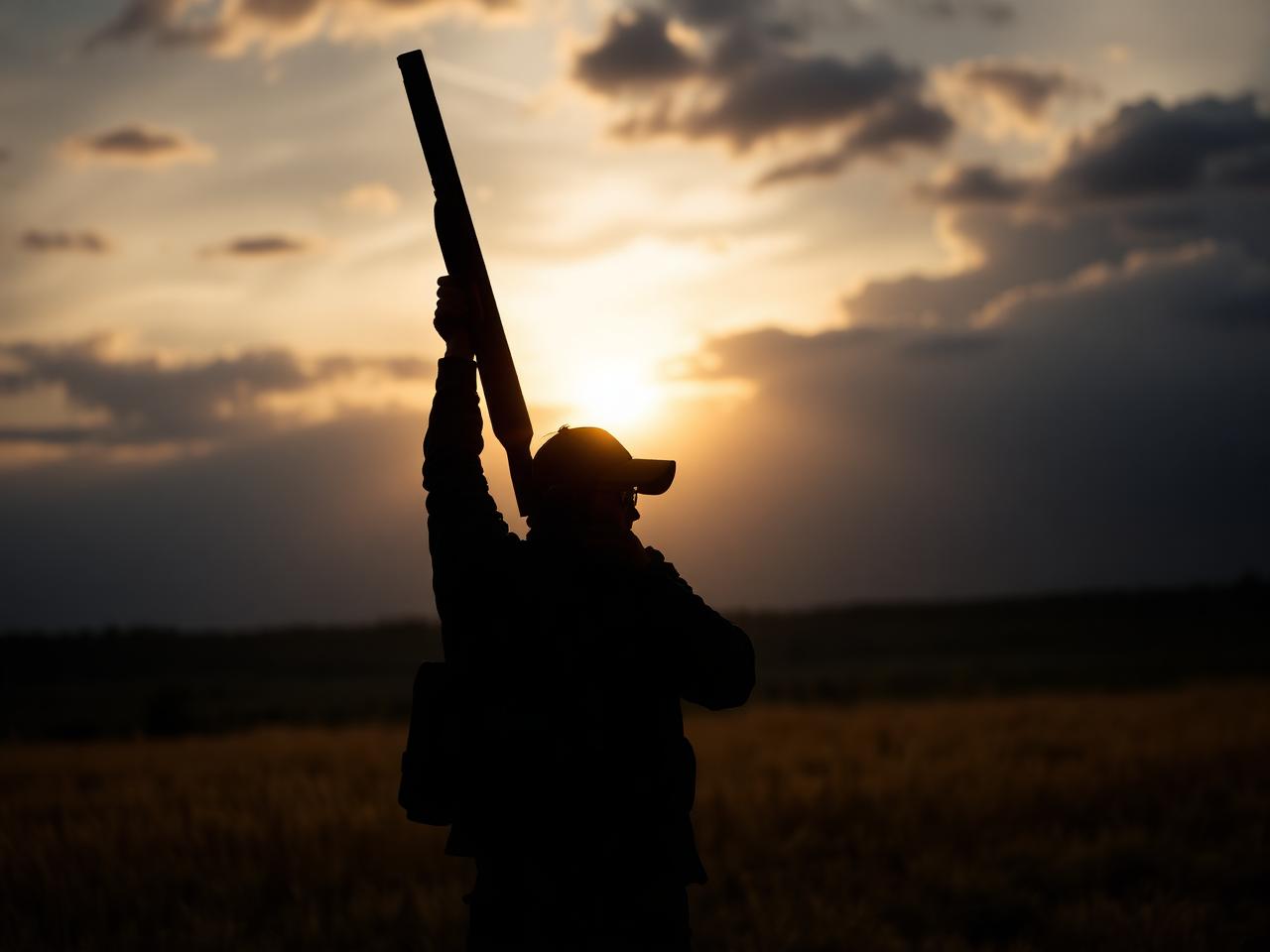 Shooter silhouette at sunset